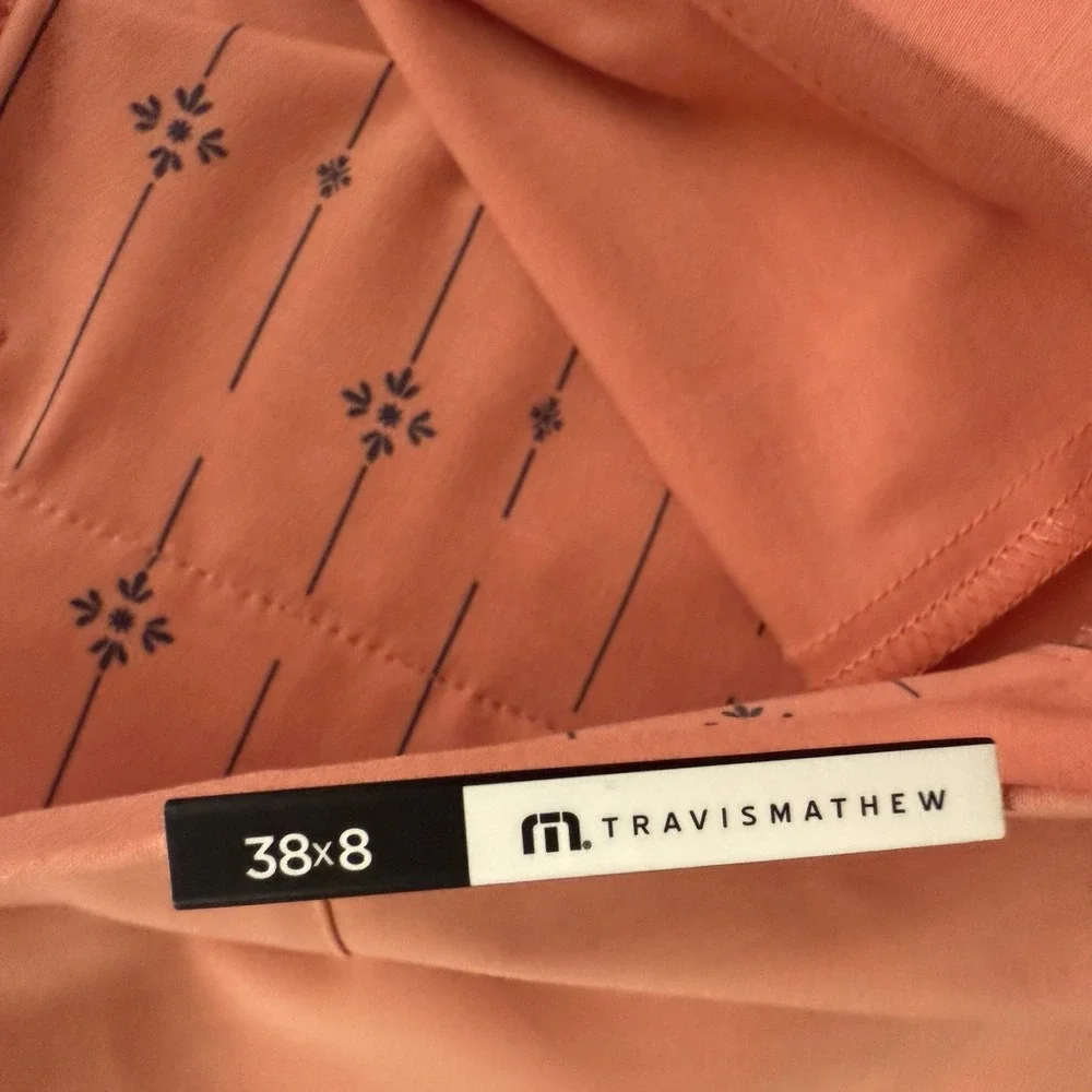 Travis Mathew Tech Chino Shorts Mens 38 Pink Terra Cota Performance Golf New